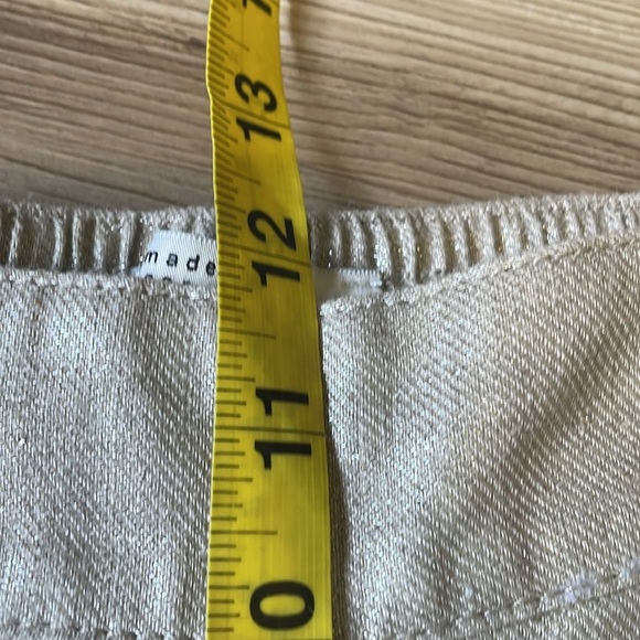 Rachel Zoe Wide leg linen pants Tan Metallic Pull on Pockets Size L Shimmer - Picture 6 of 12